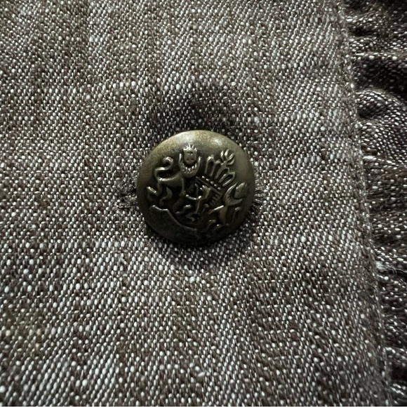 Sandro Medium Brown Cotton Button Down Blazer Jacket Y - Picture 4 of 4